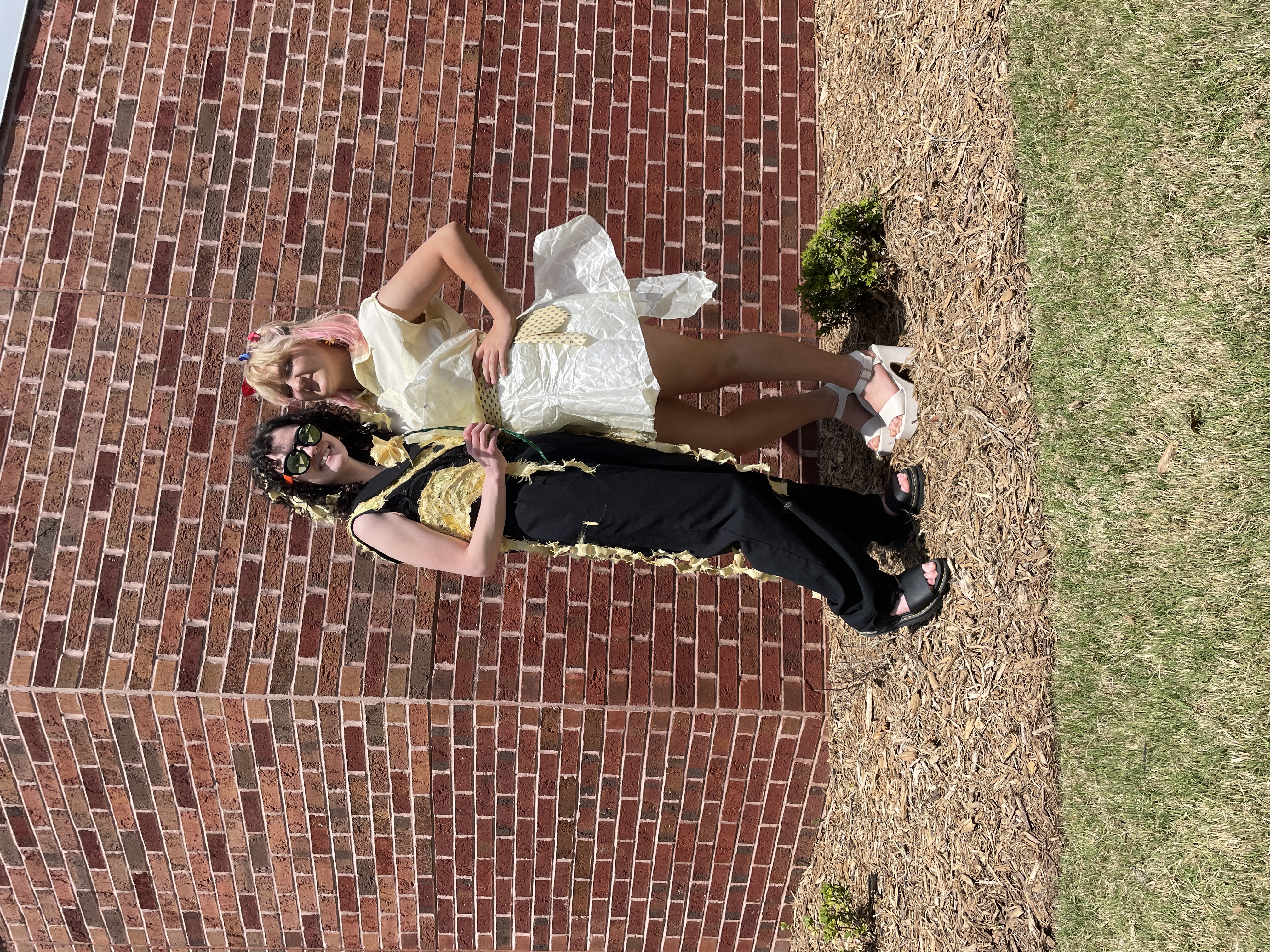 Lucy Payne and Laurel Settlemire modeling the two looks from Bee Mangine's Symbiosis collection.