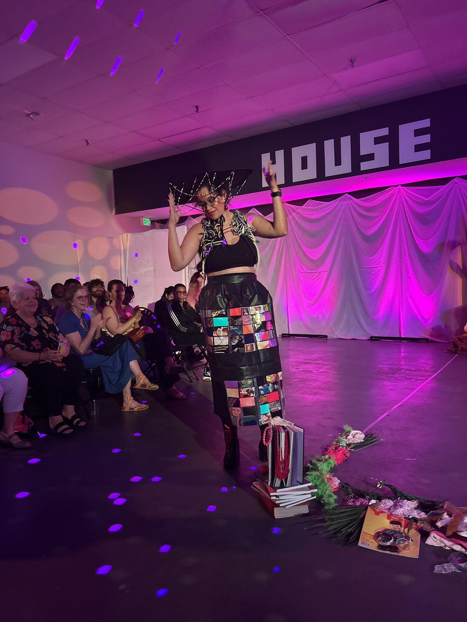 Kate Scheer modeling the trashion look from Bee Mangine's Reboot collection.