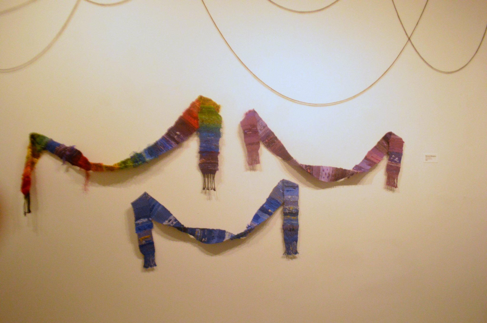 Saori weaving by Beverly Mangine displayed in the Tying Up Loose Ends exhibition.