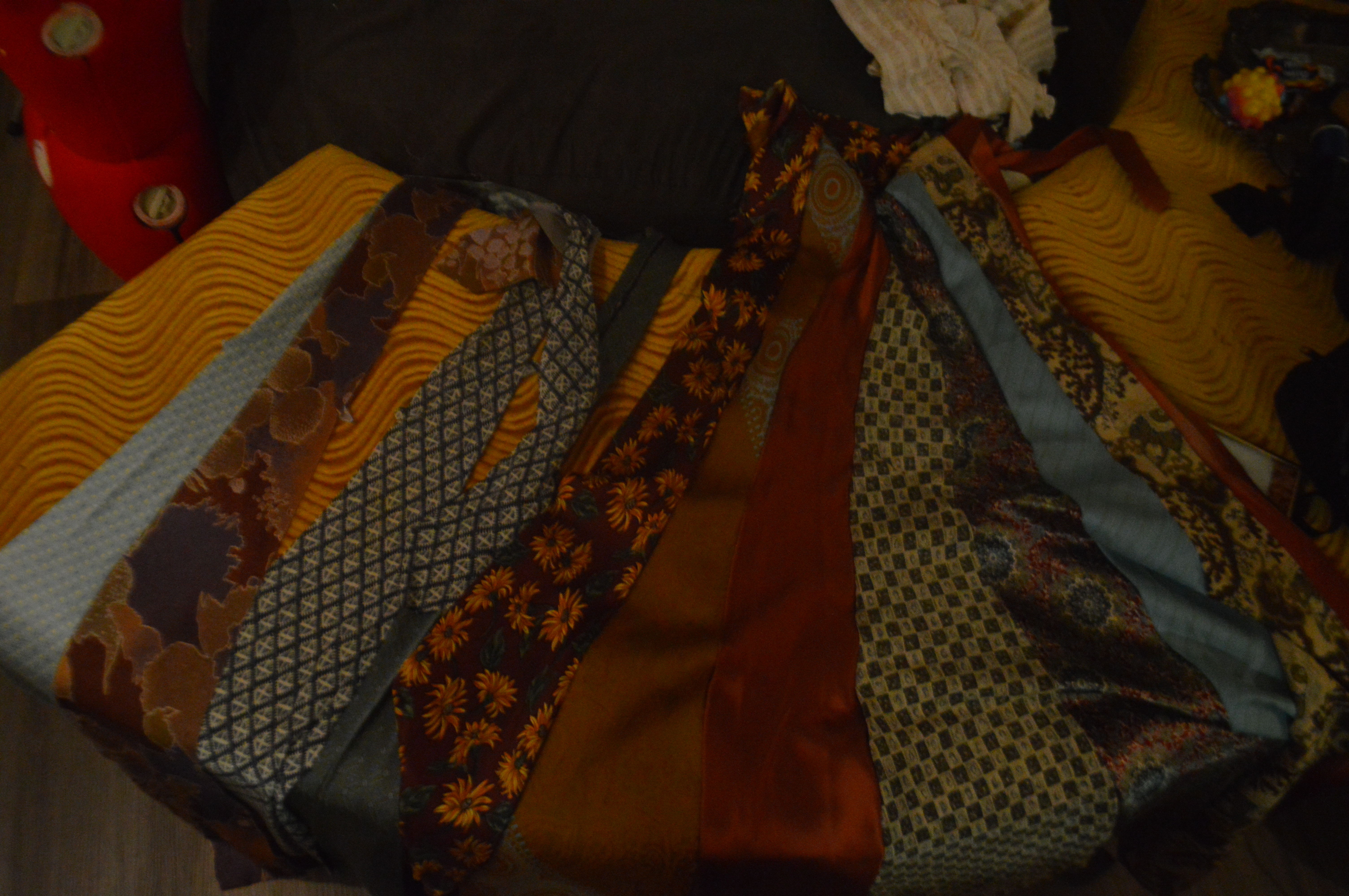 A collection of neckties used as material for Bee Mangine's garment.