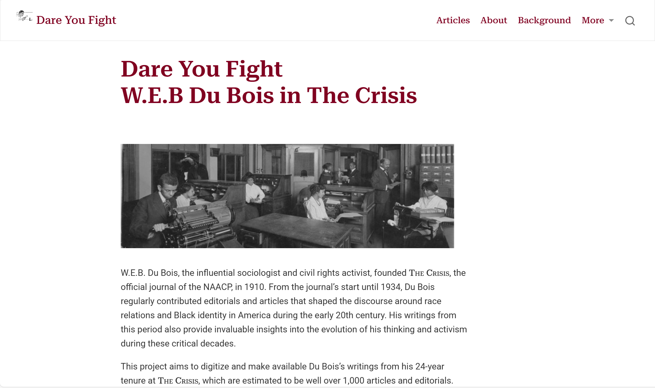 Preview of the Dare You Fight digital archive
